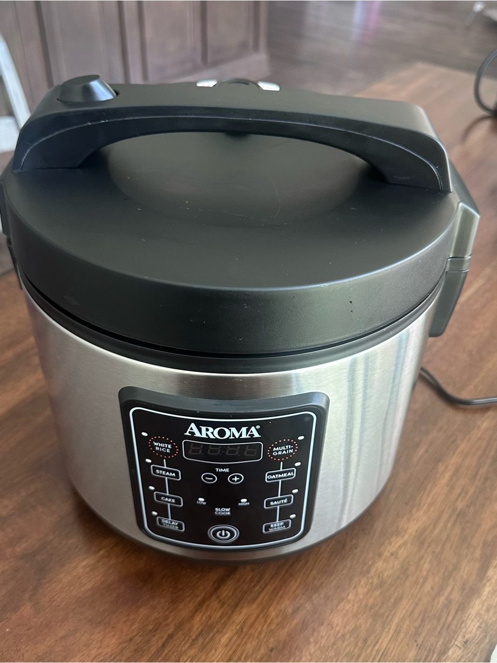 Roma Stainless Steel Rice Cooker with Black Lid